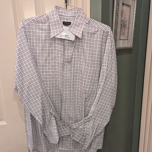 Jos. A. Bank White and Red Plaid Casual Button Down Shirt